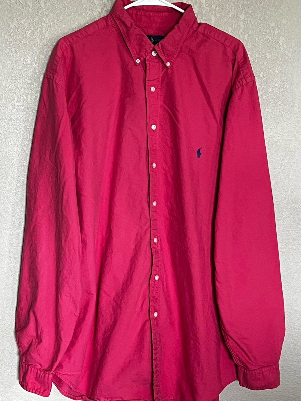 Ralph Lauren Mens Long Sleeve Button Down Dee Pink Cotton